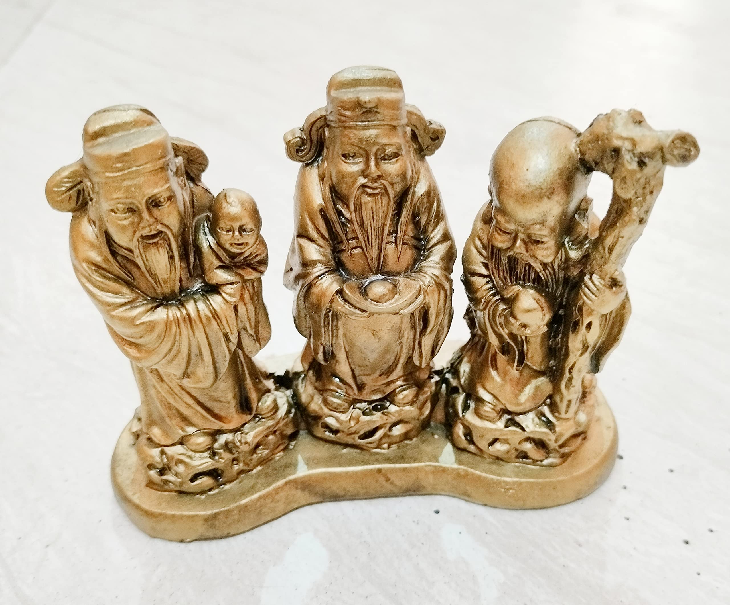 Money Vastu fengshui Gift Product Collection FENG Shui Chinese Three Wise Men / 3 Lucky Immortals / Star Gods / FU LU SHOU / FUK LUK SAU Wealth Gods for Long Life, Fame and Fortune