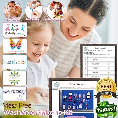 Miniatura 4 de Kit de maquillaje para niños para niñas, maquillaje lavable para niñas pequeñas, juego de maquillaje real, no tóxico, para niños pequeños, para