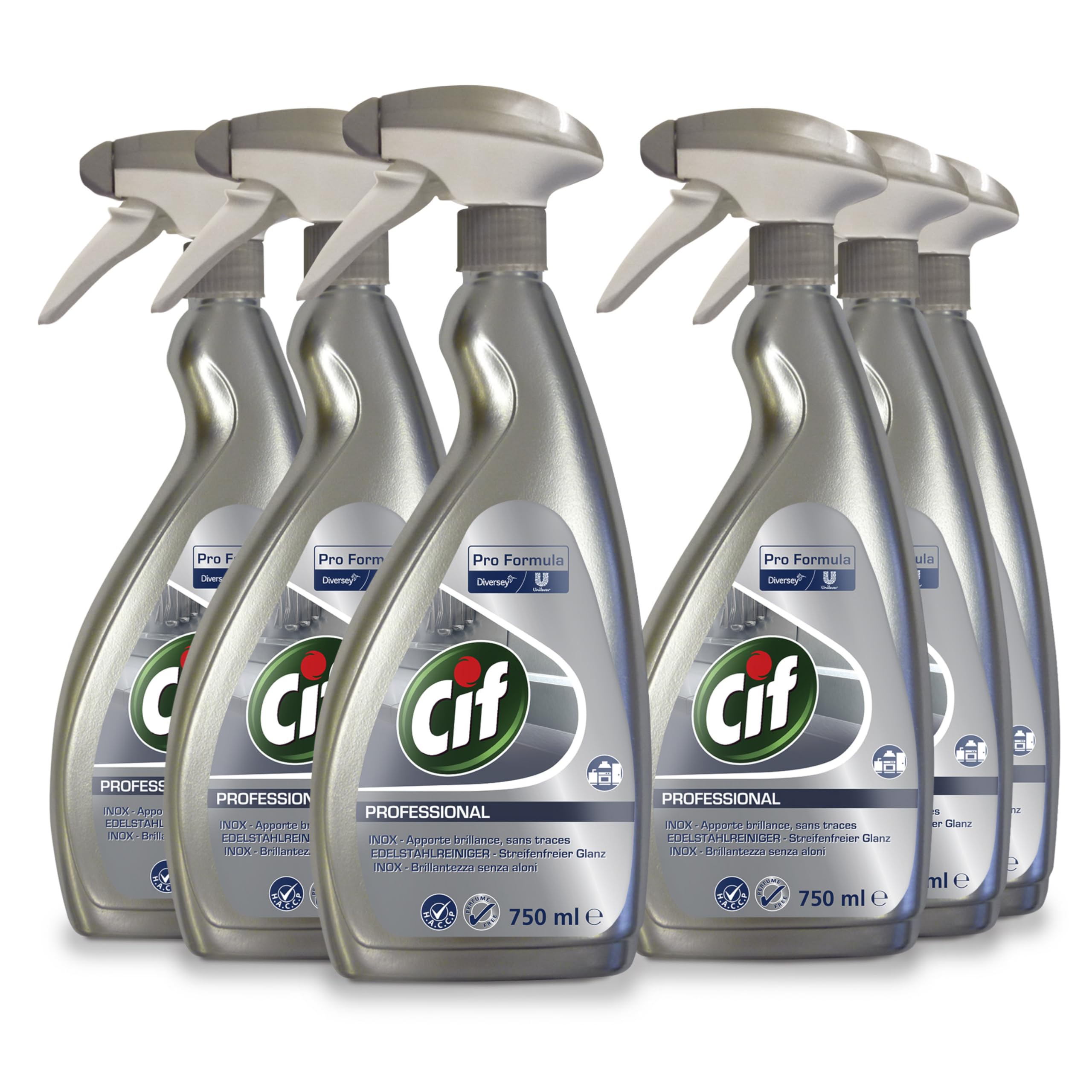 Cif acciaio inossidabile Professionale - Set 6 Pezzi 750Ml, 4500 millilitro, 6