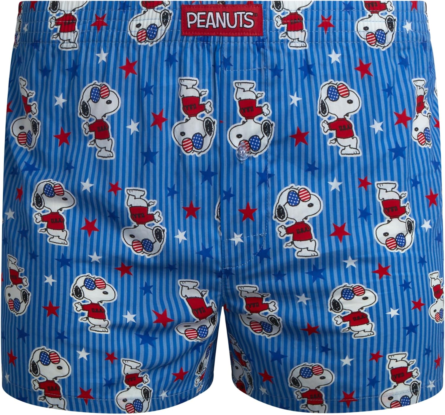 COCO BRANDS Peanuts Snoopy Mens Boxer Shorts Woven Button Fly
