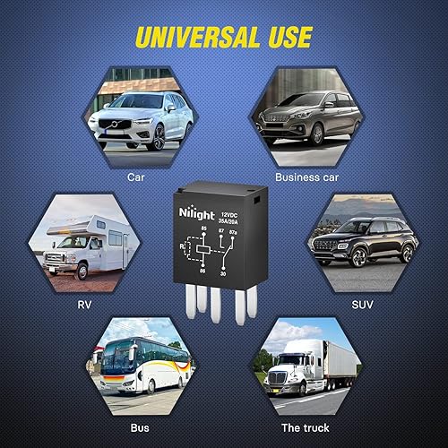 Miniatura 8 de Nilight SPST - Relé multiusos de 12 V 5 puntas para bomba de combustible paquete de 5 unidades 35 A20 A ultra micro ISO accesorio de repuesto para