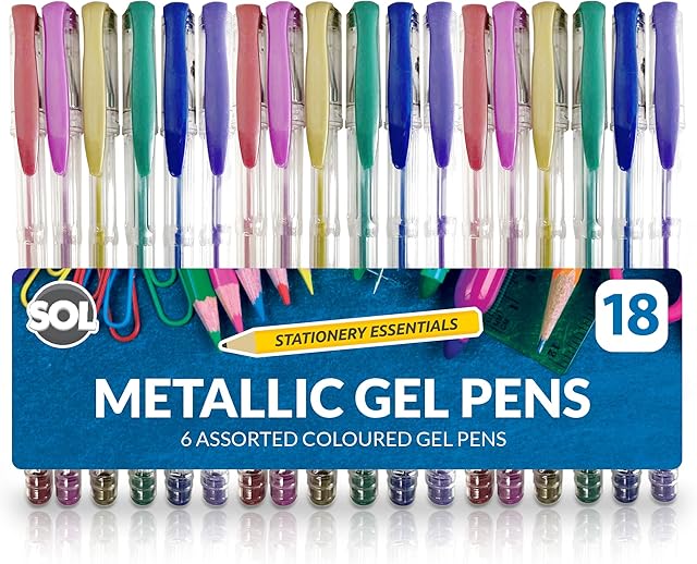 6pk x 3 units Gel Pens Metallic Set|Shimmering Glitter Pen Set|Drawing Pen Set For Kids Colouring Arts|Adults Craft Metallic Pencil