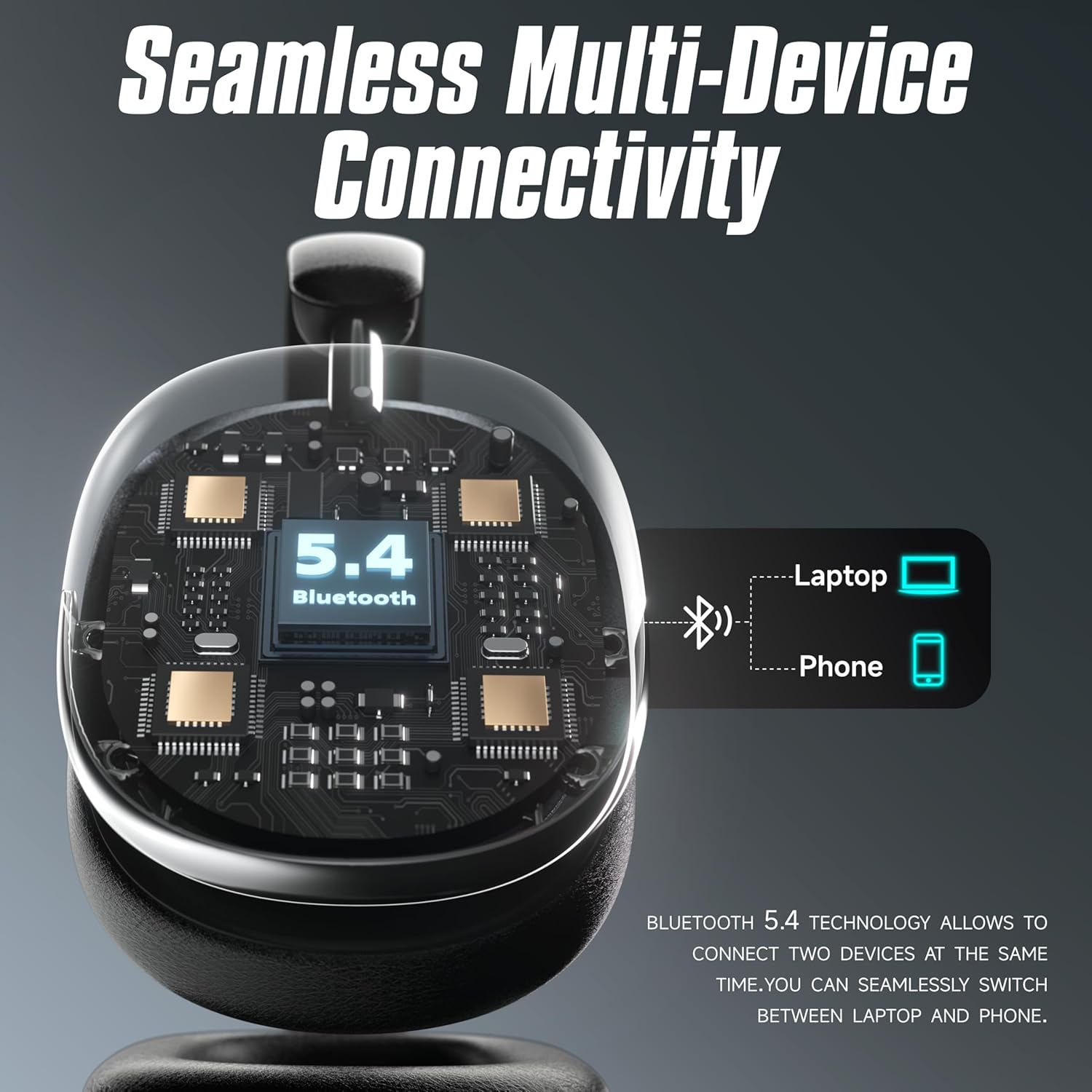 Freepods 120H Playtime Bluetooth ANC/ENC Pro-Level Active Noise Cancelling Over-Ear Headphones Wireless, Headphones with Built-in Microphone Type-C Charging for Call Travel Sports Gym (Black) - Image 5