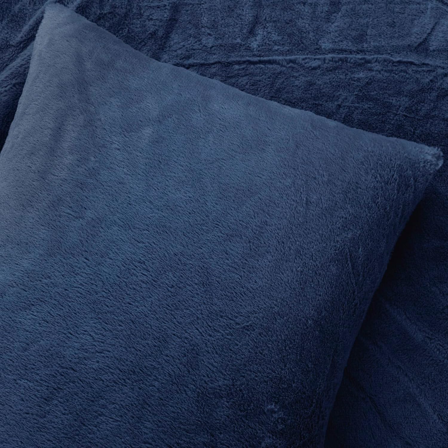 Lush Decor Modern Solid Ultra Soft Faux Fur Comforter Twin XL Bed in A Bag 5 Piece Set Navy - Dorm Bedding Twin XL Comforter - College Dorm Essentials