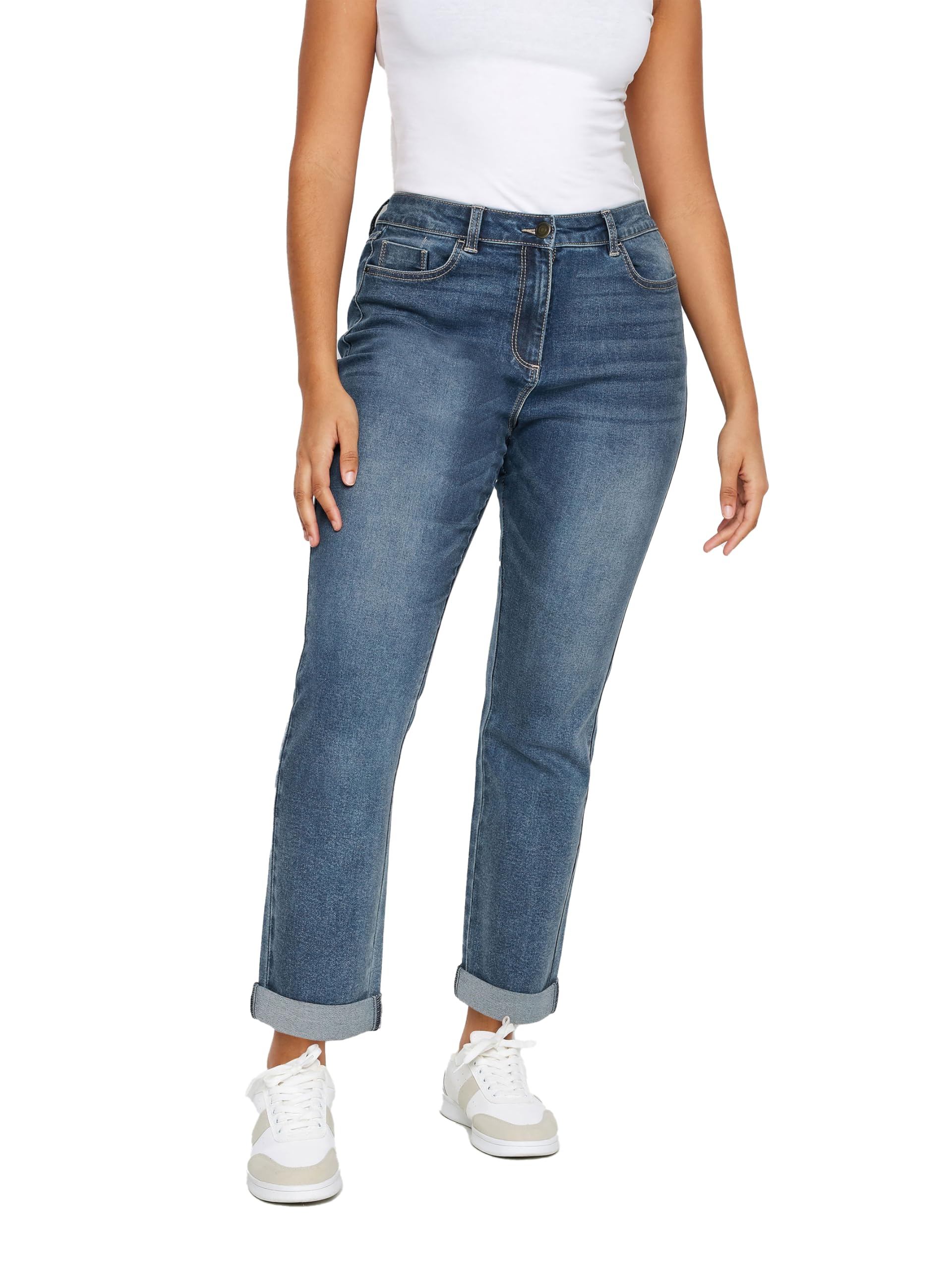 M&Co Blue Mid Wash Boyfriend Jeans - Women's