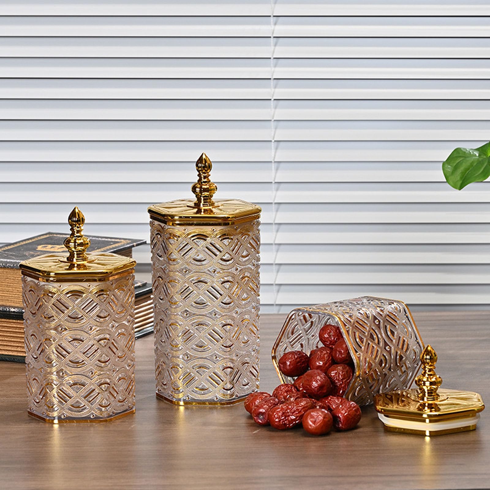 3 barattoli da Cucina in Pet con Bordi Eleganti e coperchi per Alimenti secchi e Contenitore per Alimenti in Pet