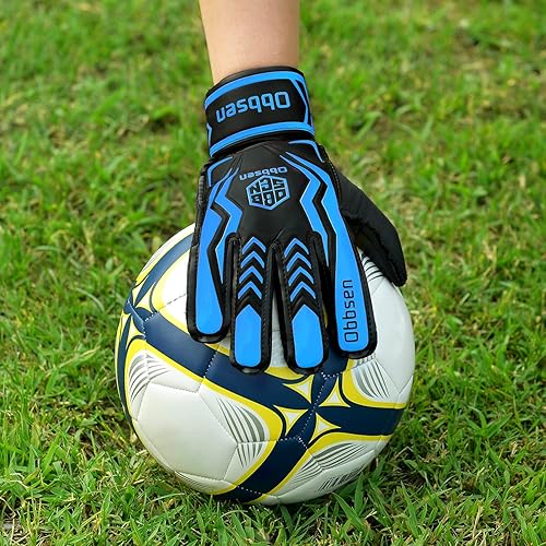 Miniatura 4 de Guantes de portero de fútbol para niños, jóvenes y adultos, guantes de portero de fútbol de agarre fuerte con protección para los dedos,
