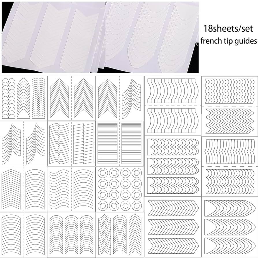 Amazon.com: French Tip Stencils 18 Sheets French Tips Guides Self-Adhesive Nail Sticker French Tip Nail Tool French Edge Auxiliary Kit for Beginner Wave Lines Nail Tape for Nail Art Airbrush Stencils Set… : amazon-com-french-tip-stencils-18-sheets-french-tips-guides-self-adhesive-nail-sticker-french-tip-nail-tool-french-edge-auxiliary-kit-for-beginner-wave-lines-nail-tape-for-nail-art-airbrush-stencils-set