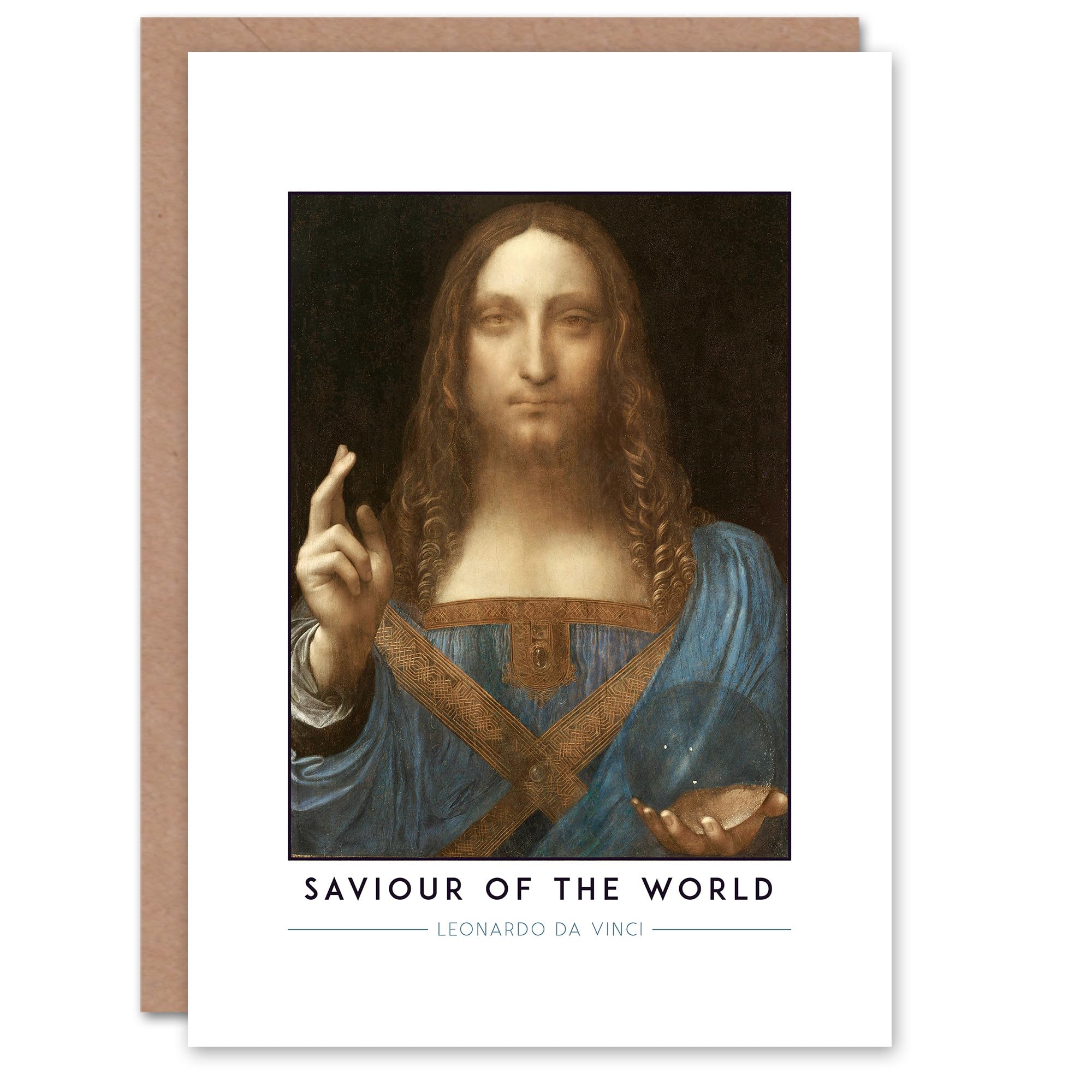 Artery8 Leonardo Da Vinci Saviour Of The World Greeting Card - Black