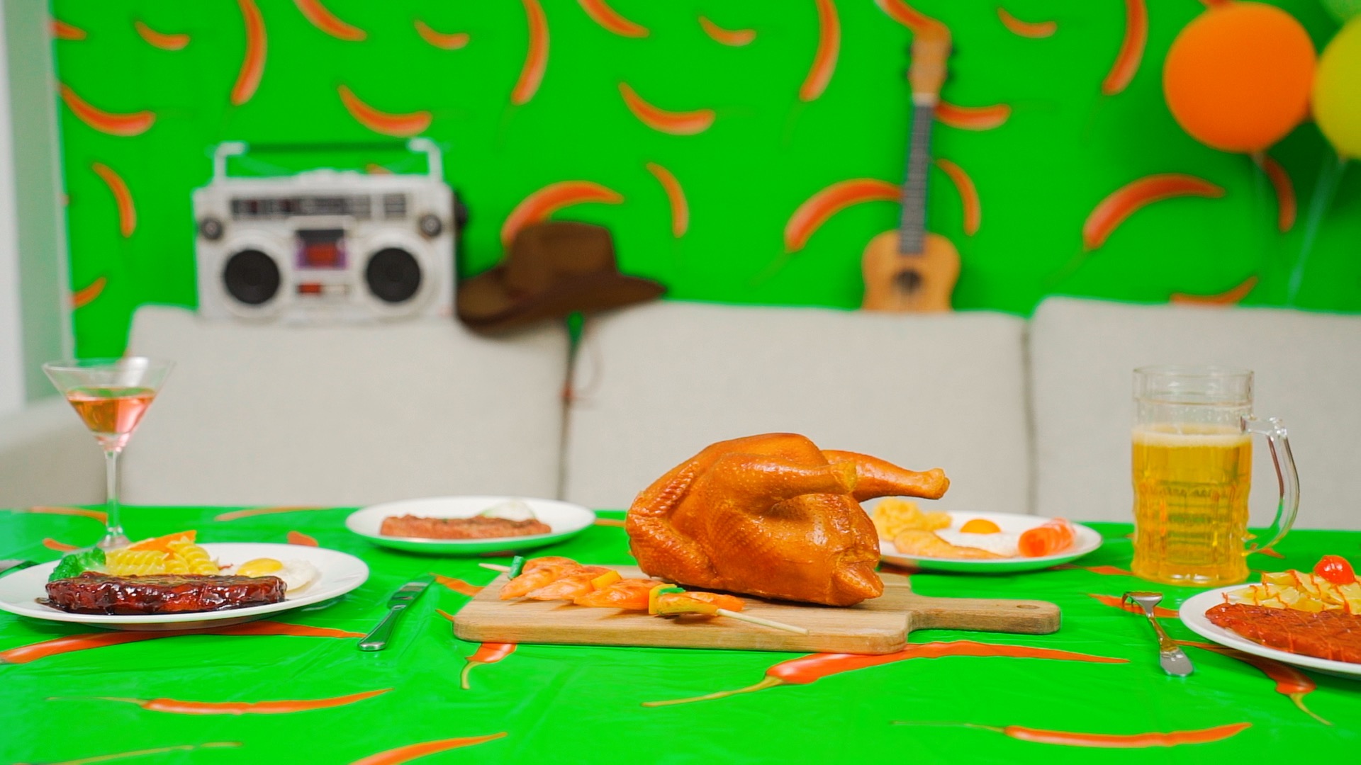 Peryiter 4-Pack Chili Party Table Covers - 108x54 Inch Rectangular Tablecloths For Cinco De Mayo Decorations