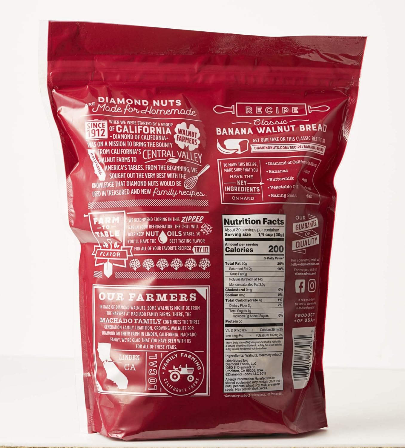 Diamond of California Shelled Walnuts, 12Count