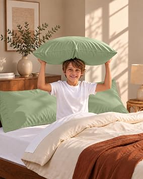 Utopia Bedding Queen Pillow Cases - 2 Pack - Envelope Closure - Soft Brushed Microfiber Fabric - Shrinkage and Fade Resistant Pillow Covers 20 X 30 Inches (Queen, Sage)