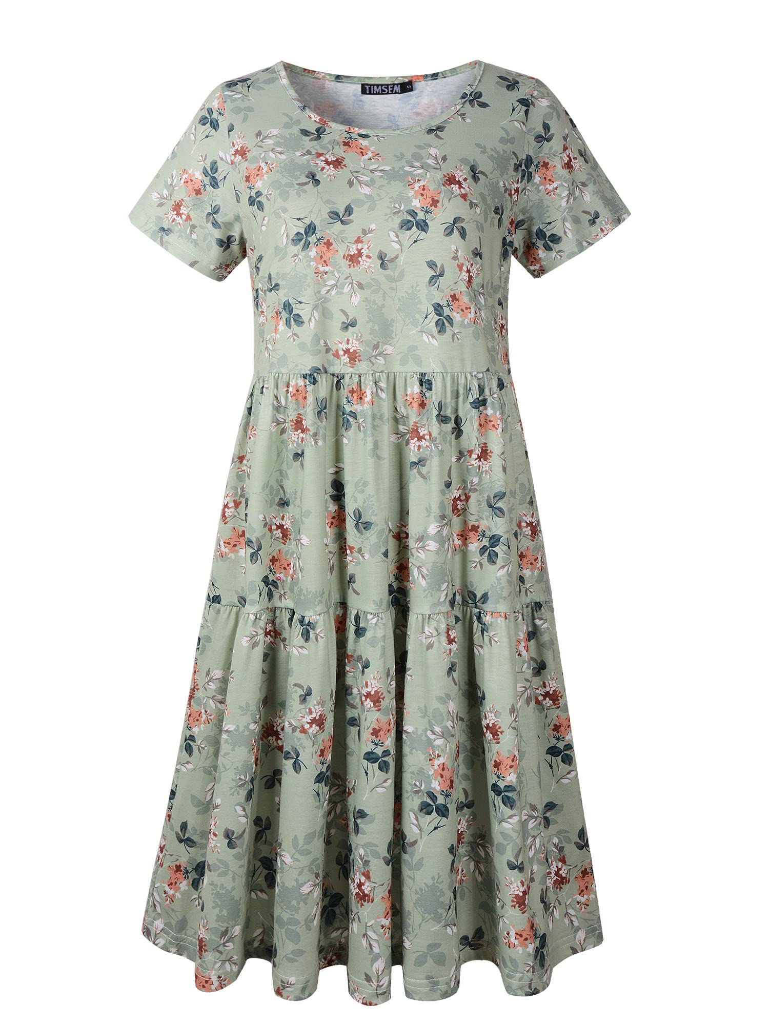 TIMSEM Women's Sleeveless Adjustable Strappy Summer Floral Flared Swing Dress, Dl-2, XL