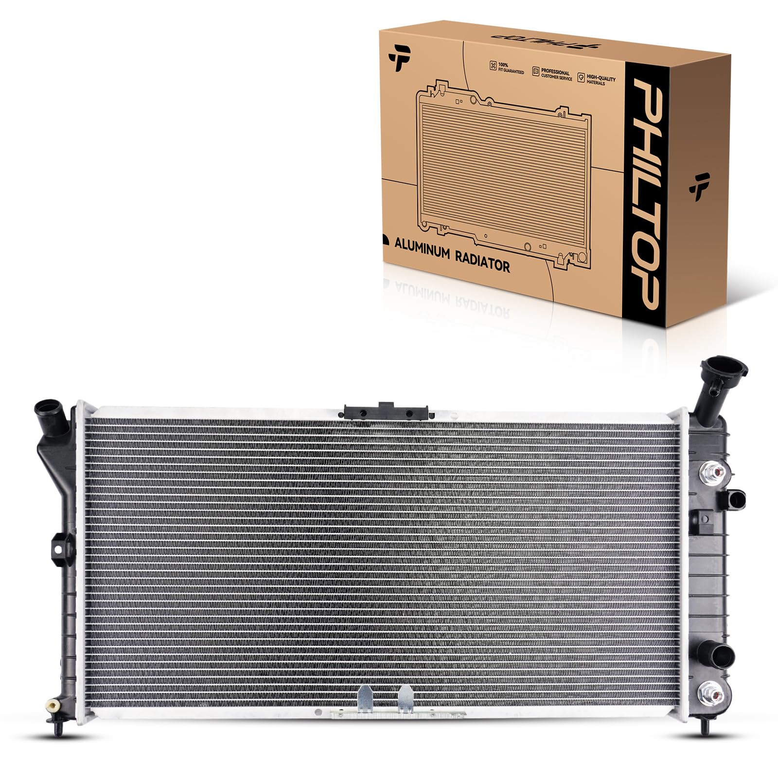PHILTOP Core Radiator Compatible with 97-03 Grand Prix 3.8L, 97-99 Century, 97-00 Venture, 97-99 Regal 3.8L,Silhouette, 99-00 Montana,Intrigue Transmission Oil Cooler Included (w/ 5/8 Thick Core)