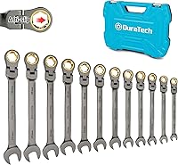 Vista 1 de DURATECH juego de llaves de trinquete con cabezal flexible antideslizante, juego de llaves combinadas, 12 piezas, 72 dientes, métricas, 8-19 mm