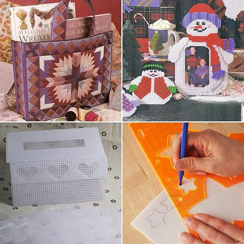 Miniatura 4 de 10 hojas de lona de plástico de malla de 21 x 13.1 pulgadas, 5 agujeros grandes, lienzo de plástico para bordado, manualidades de hilo acrílico,