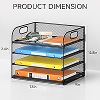 Vista 91 de 5 Tray Paper Organizer Letter Tray with Handle - Mesh Desk File Organizer, Paper Sorter Organizer for Office, Home or School File Folder Holder