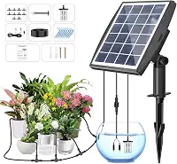 OHYEAHSPIN Sistema de Irrigação Por Gotejamento Movido A Energia Solar, Acessórios para Estufas Externas com Irrigação Automática de Jardim Solar, com Suporte para 15 Vasos de Plantas E 6 Modos de Tem