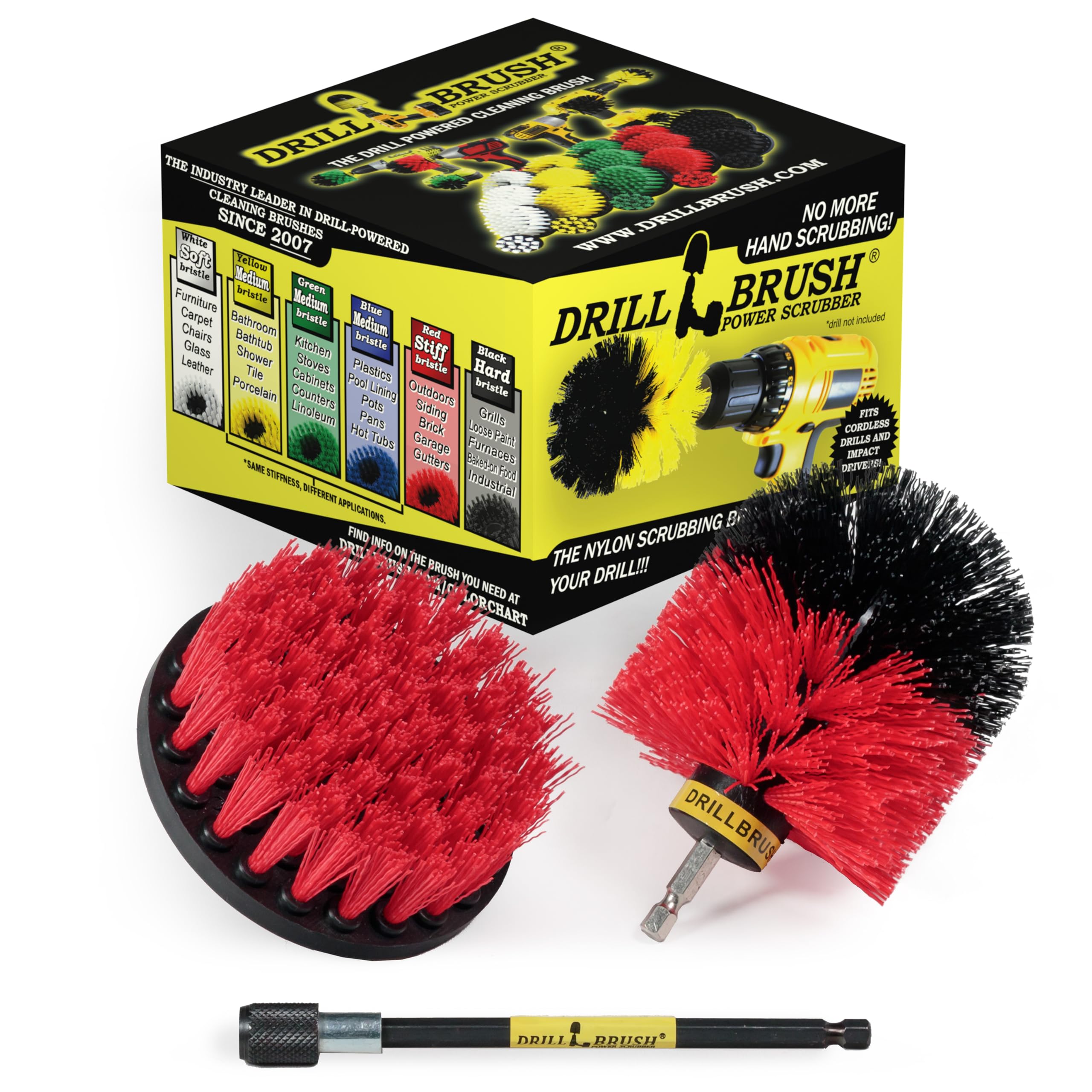 Cleaning Kit with Extension - Outside Patio and Deck Brush - Rust Tool Remover Brush - Concrete Swimming