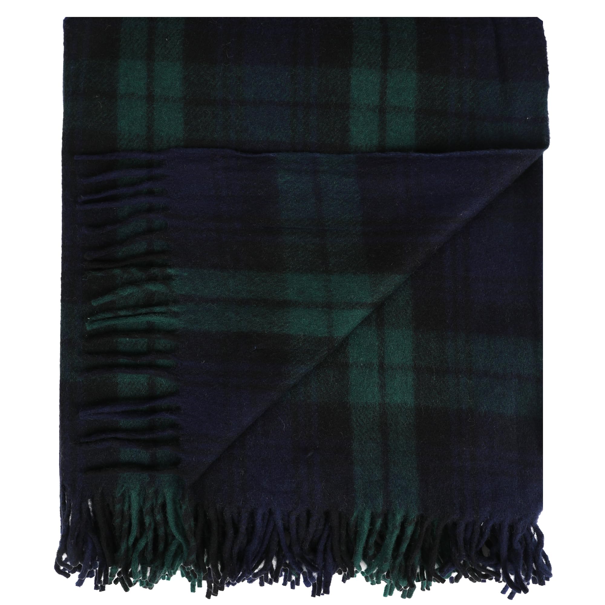 The Golden Eagle Scottish Tweed Wool Large Blanket Tartan Rug with Check Pattern for Warm Winter (Black Watch) - Image 2