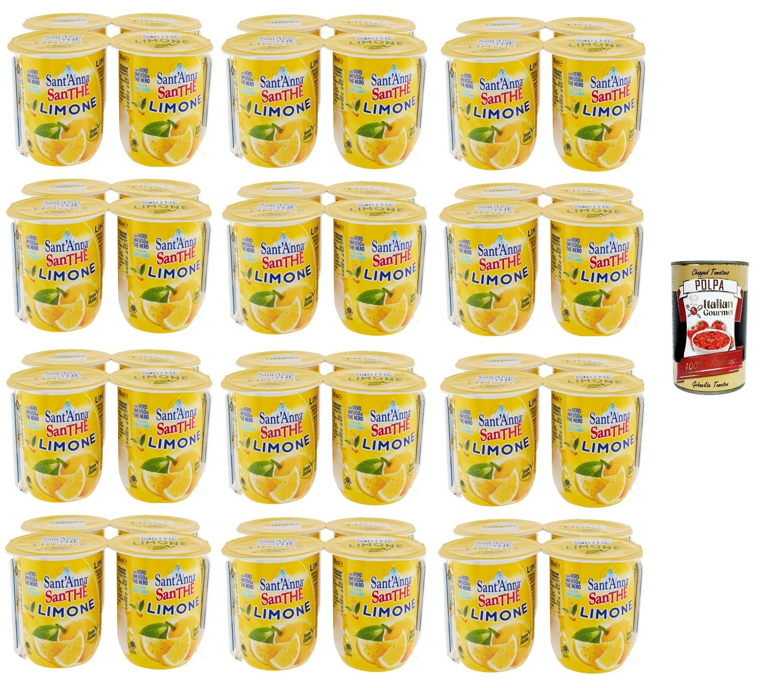 Italian Gourmet Sant’Anna Italian Gourmet SanThè Tè al Limone 48 x 200ml | Infuso vero, bevanda rinfrescante ohne Kohlensäure, praktisch für Schule und, Gesamtnettogewicht 9,6 L + Kostenlos Polpa 400g