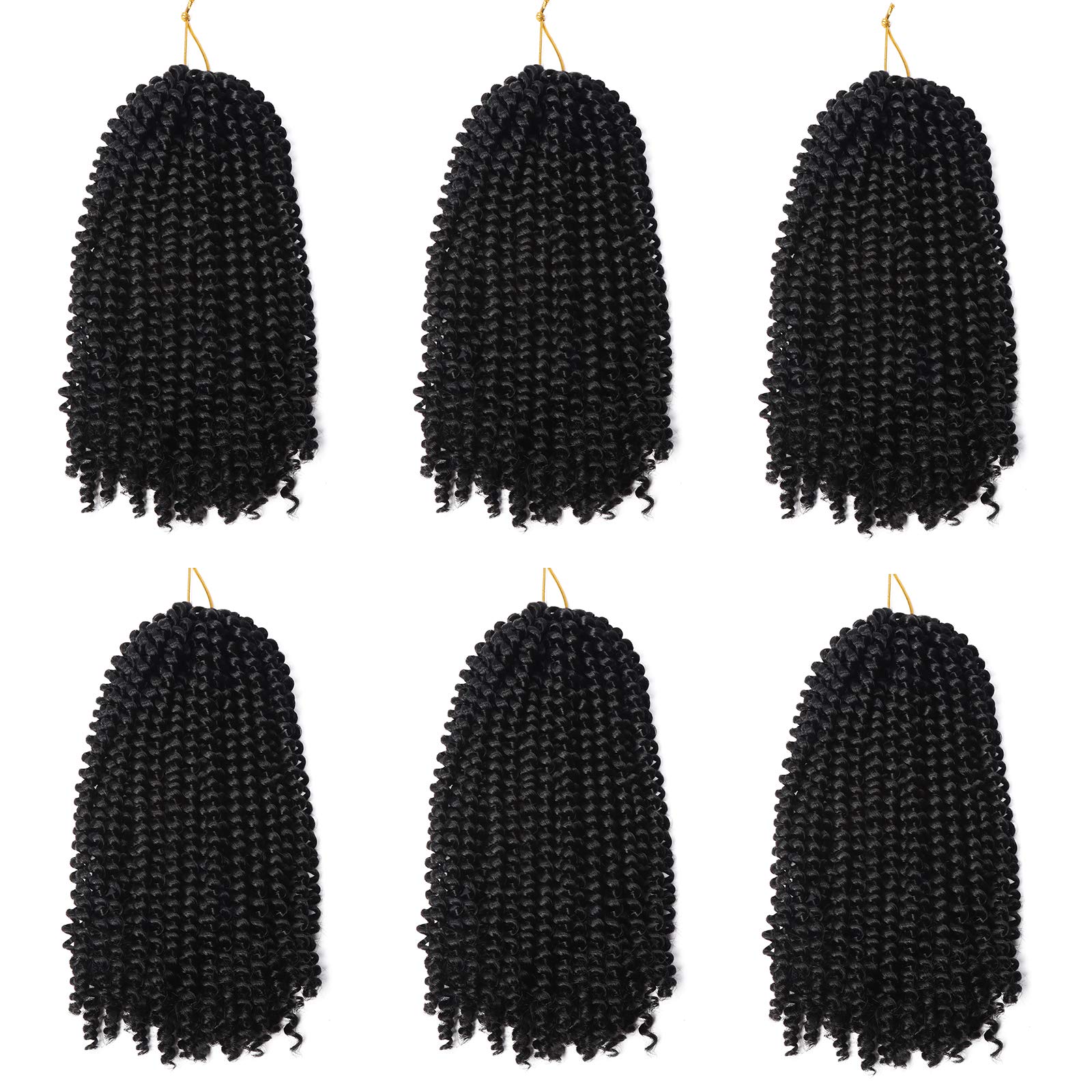 Spring Twists Crochet Braiding Hair 6 Packs 12 Inch Bomb Twist Hair Ombre Colors Low Temperature Synthetic Fiber Fluffy Hair Extensions 15 Strands/