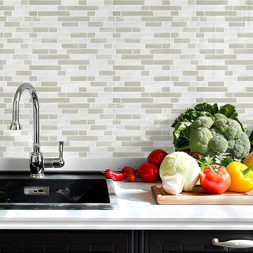 Vista 26 de STICKGOO - Azulejos autoadhesivos para loseta en muro, 12 x 12 pulgadas, azulejos autoadhesivos para loseta en muro de cocina y baño