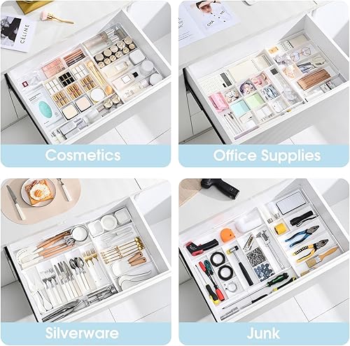 Miniatura 6 de MIUOPUR Organizador de cajones expandible, ancho (10.6"-20.1") profundidad (11"-20.1"), organizador de cajones de maquillaje de plástico con 6