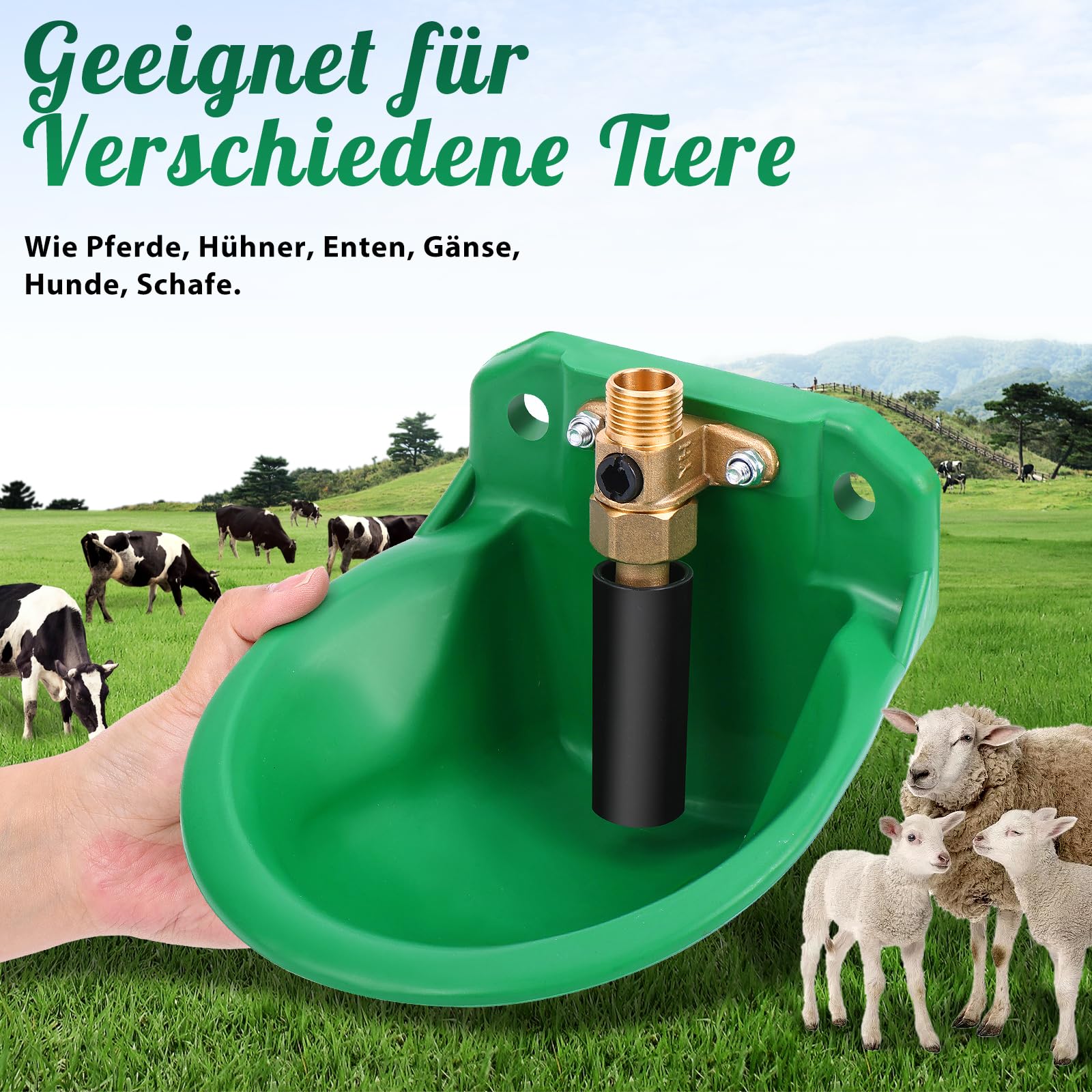Automatische Tränkebecken für Schafe, ViehträNken mit Abflusslöchern, Automatische Wasserversorgung für Pferde, Rinder, Schafe, Schweine und Hunde, WeideträNken, Grün