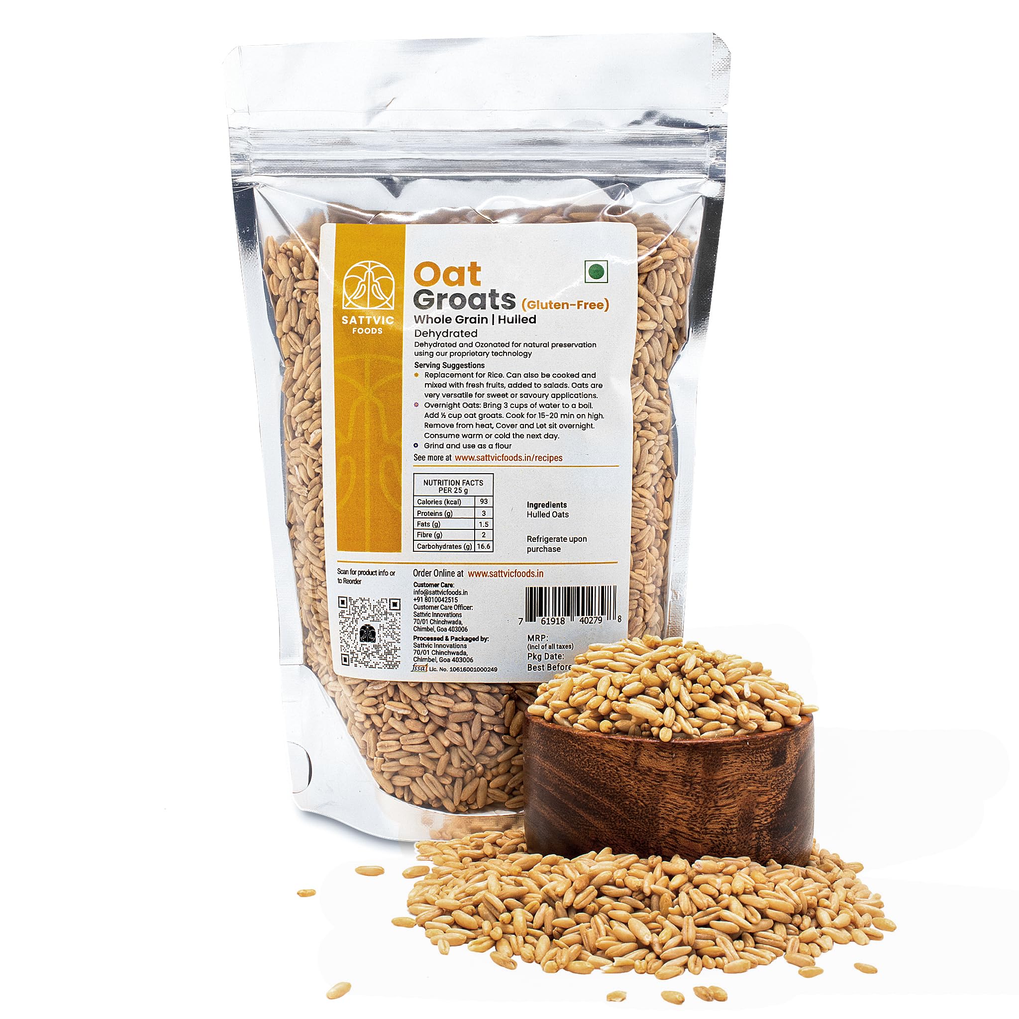 Sattvic Foods Oat Groats (1.5 kg) | Gluten Free Oats | NON-GMO Whole Oats | Fibre, Protein, Vitamin & Mineral Packed Whole Grain Oats | Make Delicious Oatmeal, Replace for Rice, Grind into Oat Flour (B01AC99RW0) Amazon Price History, Amazon Price Tracker