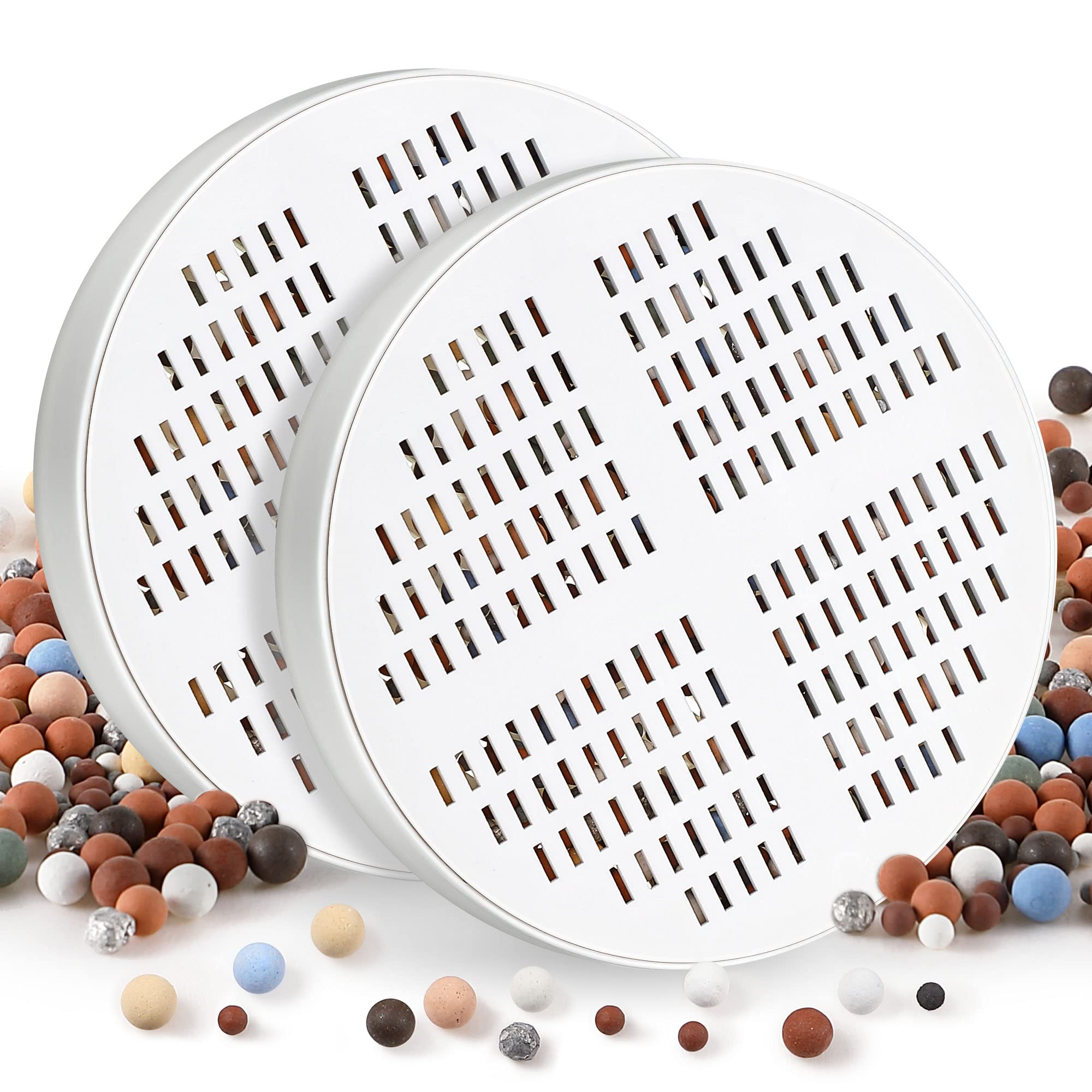 EnhonVitamin C + E + A Shower Filter Replacement Cartridge, 2 Pack Shower Head Filter Cartridge with Mineralized Ball Compatible with AquaHomeGroup for Healthier Skin Hair and Nails, Remove Chlorine