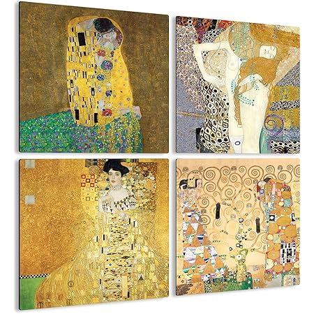 Quadro Klimt Quadro Gustav Klimt Danaë 1907 - Stampa Con Cornice MDF 40x40cm Nero Stampa Gustav Klimt - Foto 3