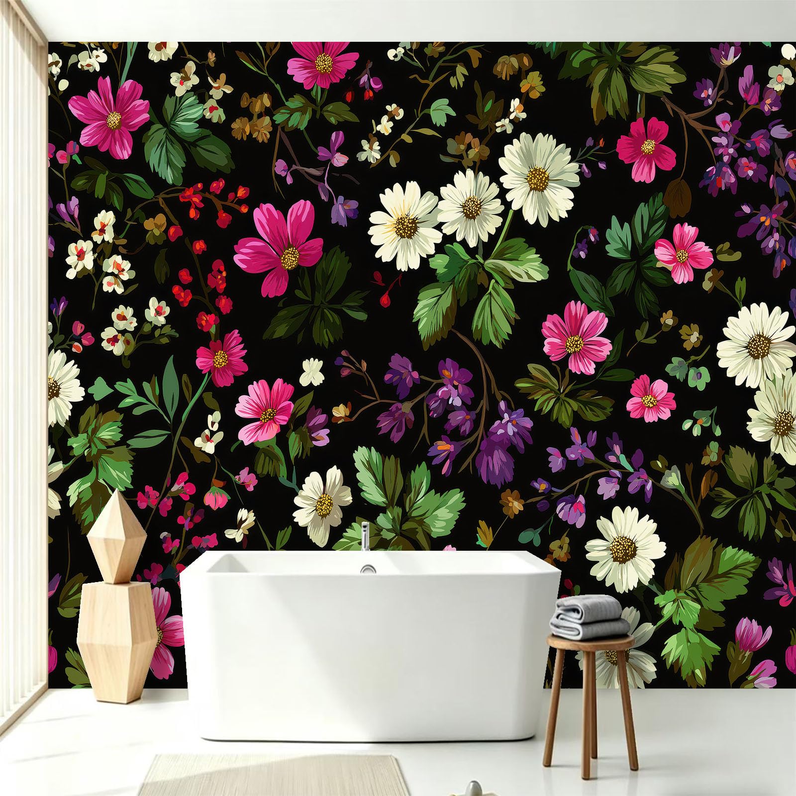WTD - Papel pintado fotográfico (250 x 175 cm), diseño de flores de colores
