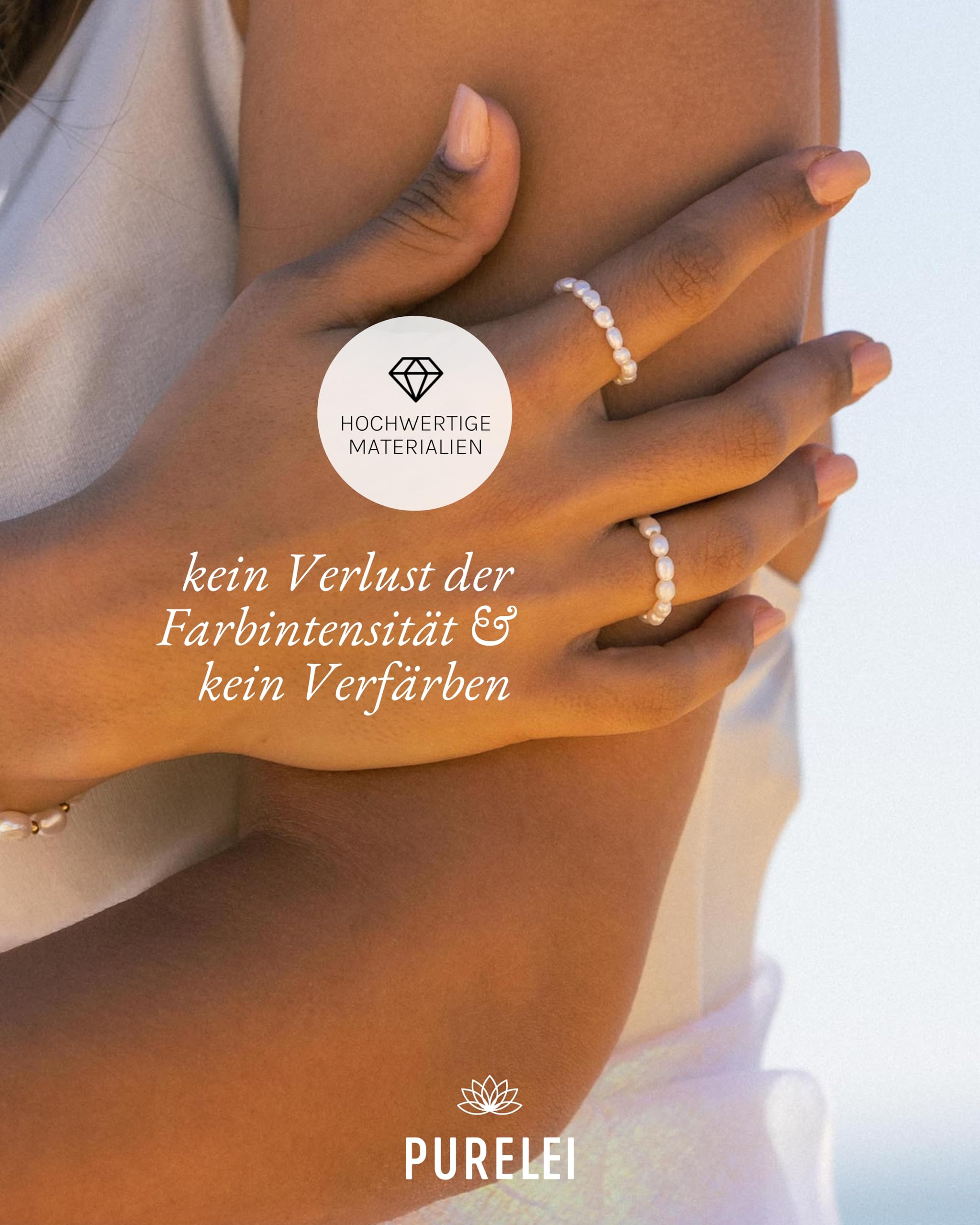 Purelei Ring Set Damen – Shade Anxiety Ring, Perlen Anti Stress Ring & Abstract Wave Ring – Gold – Verstellbare Edelstahlringe – Wasserfester Schmuck im 3er Set