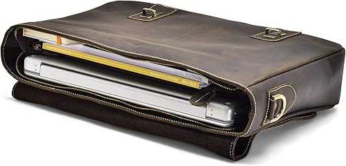 Miniatura 5 de Hølssen Maletín de cuero para hombre (genuino) Vintage Crossbody 15" Laptop Bag