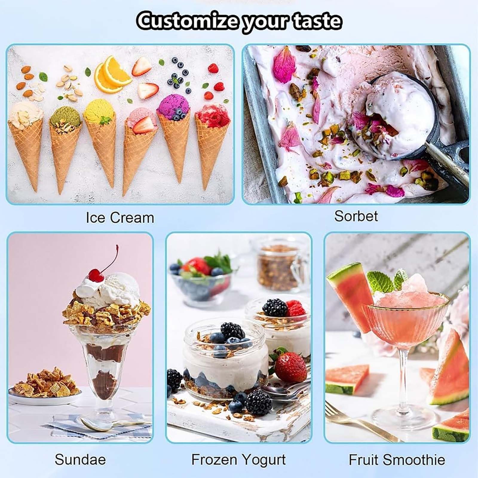 Macchine per Gelato, Rivestimento Rimovibile per Alimenti, Facili da Pulire, Controllo Manuale dei Pulsanti, per Gelato Fatto in casa, Sorbetto