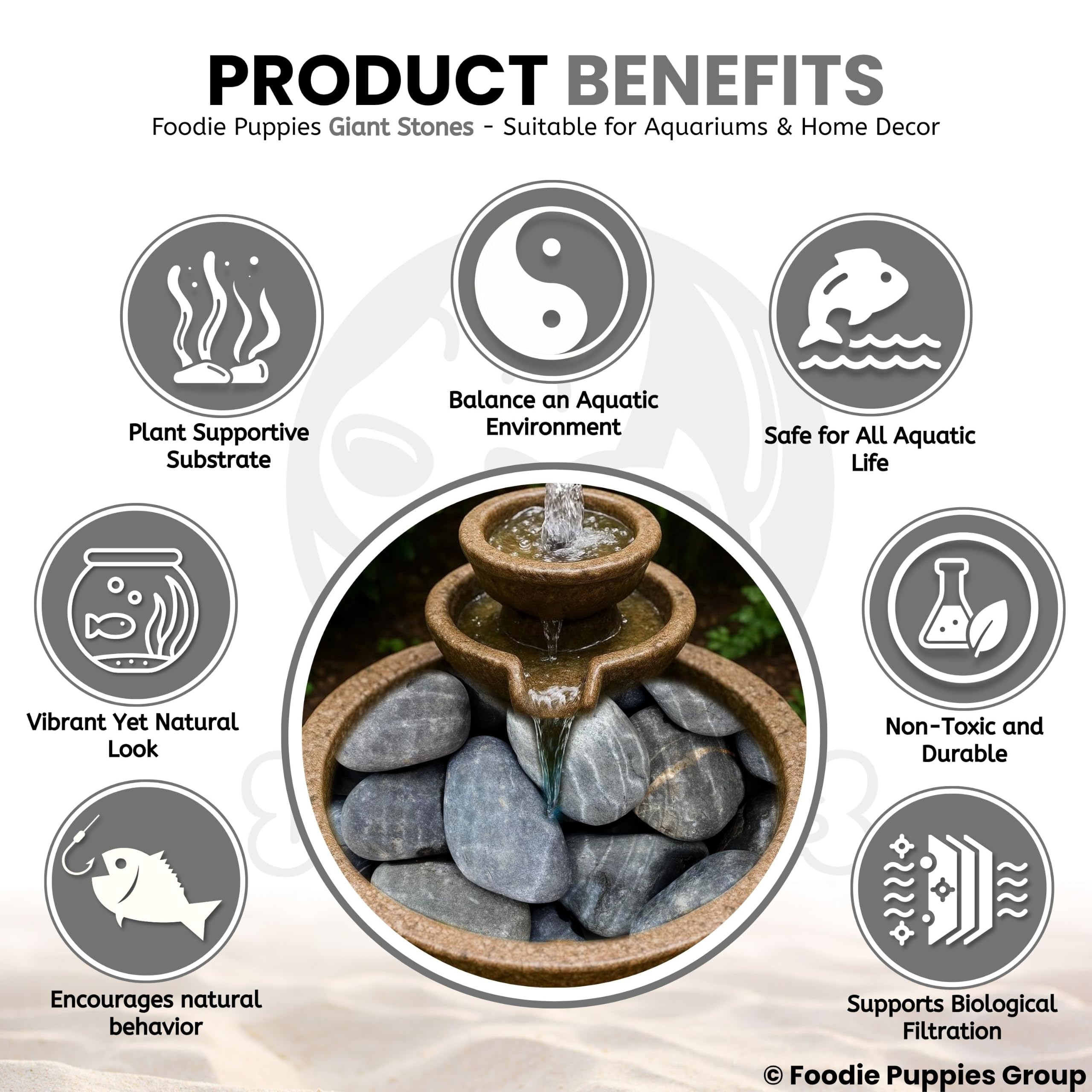 Foodie Puppies Large Size Oval Shape (Giant Stone, Pack of 2) (9cm - 11cm) Pebble Natural Attractive Quality Decorative Substrate Stones for Aquarium Tank Pot Garden and Home Decorations 3