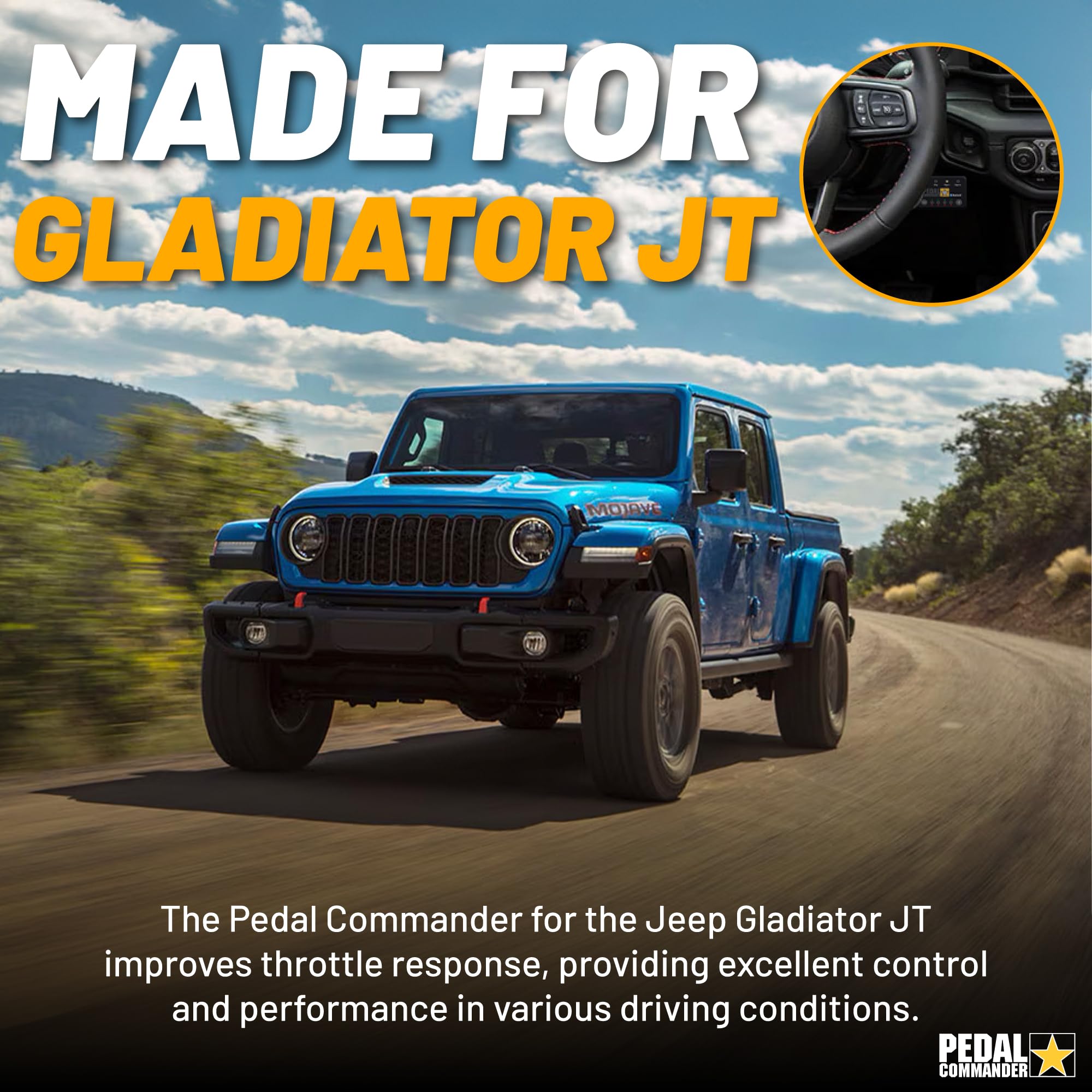 Pedal Commander For Jeep Gladiator JT – Throttle Response Controller, 4 Modes, App Control