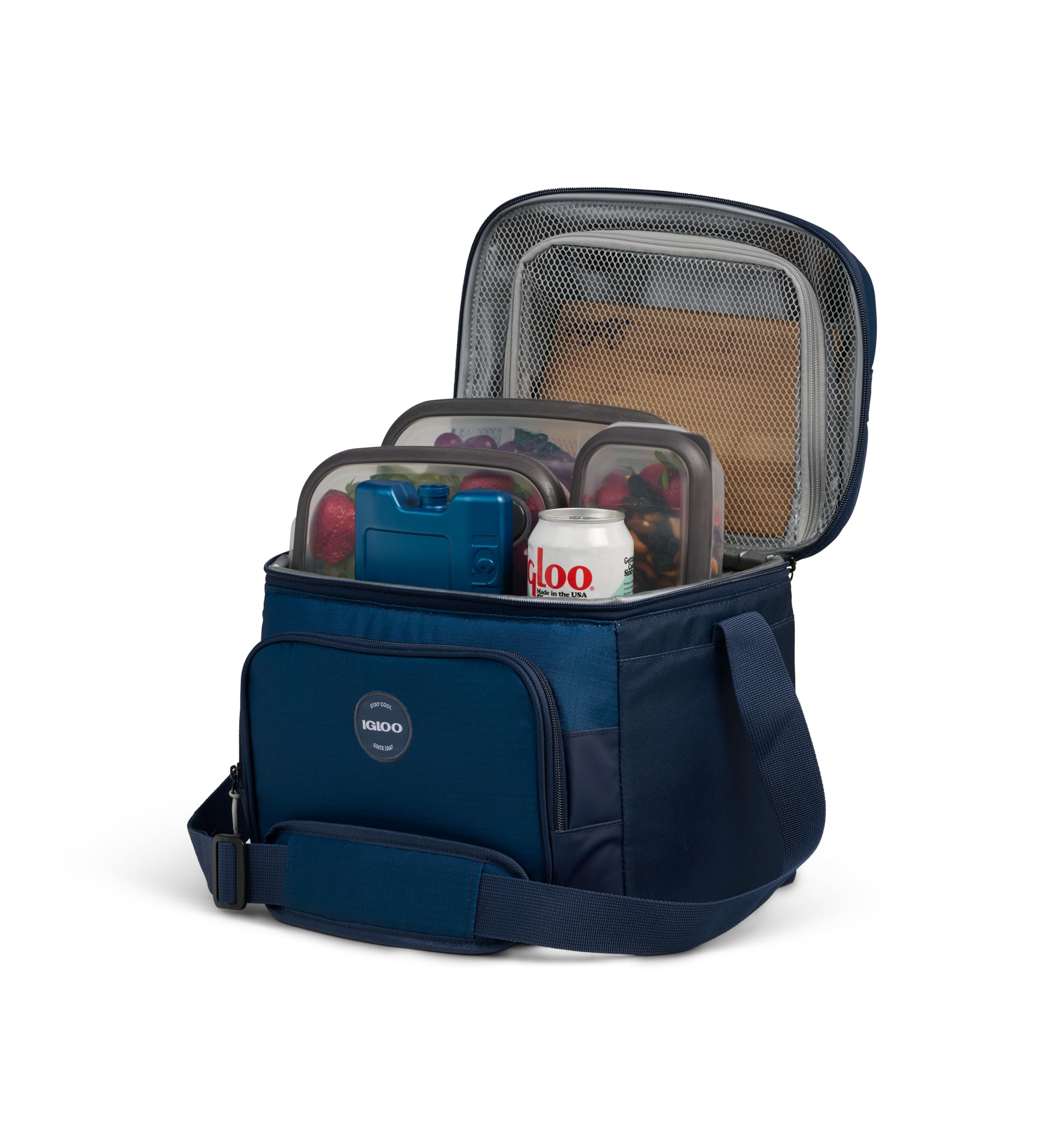 Igloo Latitude Hartop Gripper 22-Can - Glacière Portable - Isolation MaxCold - Doublure Antimicrobienne Étanche - Poche Avant Zippée - Bleu Foncé