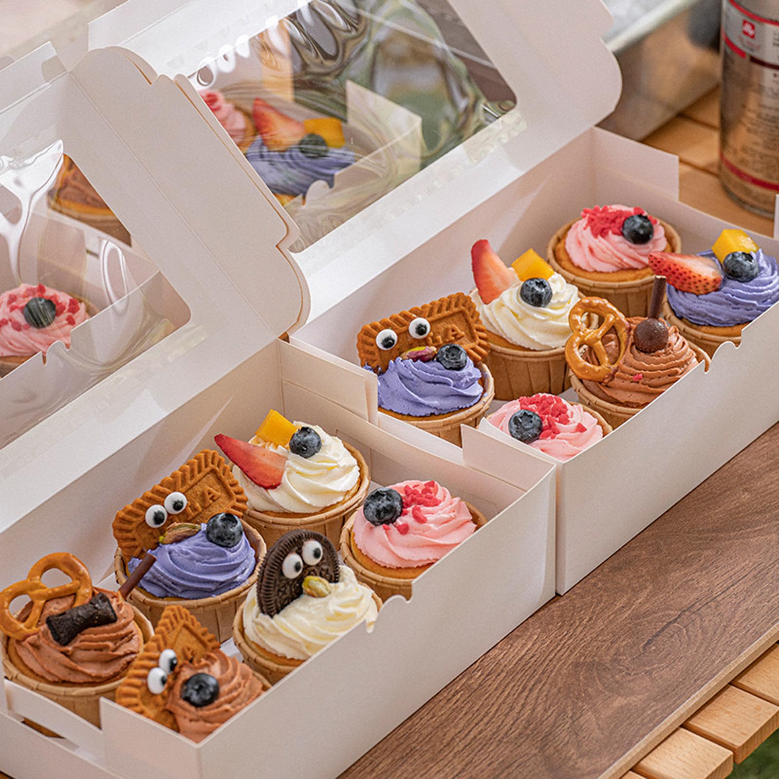 Scatola per cupcake, 15 pezzi, in cartone con finestra, per cupcake
