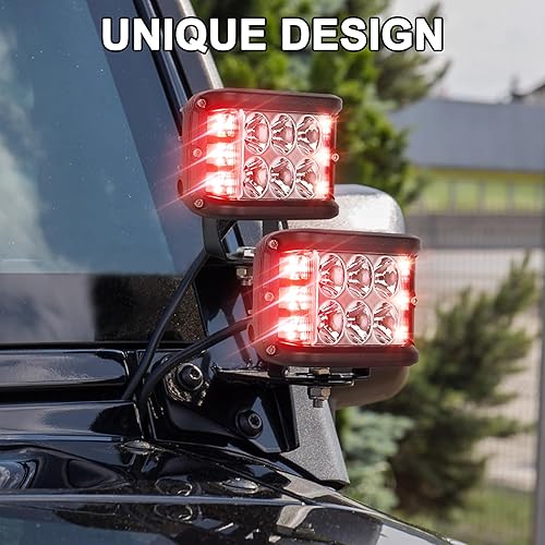 Miniatura 2 de Luces laterales de 4 pulgadas, luces LED estroboscópicas rojas de doble cara para granja, tractor, arado, camión, barco, ATV, UTV, SUV, todoterreno,