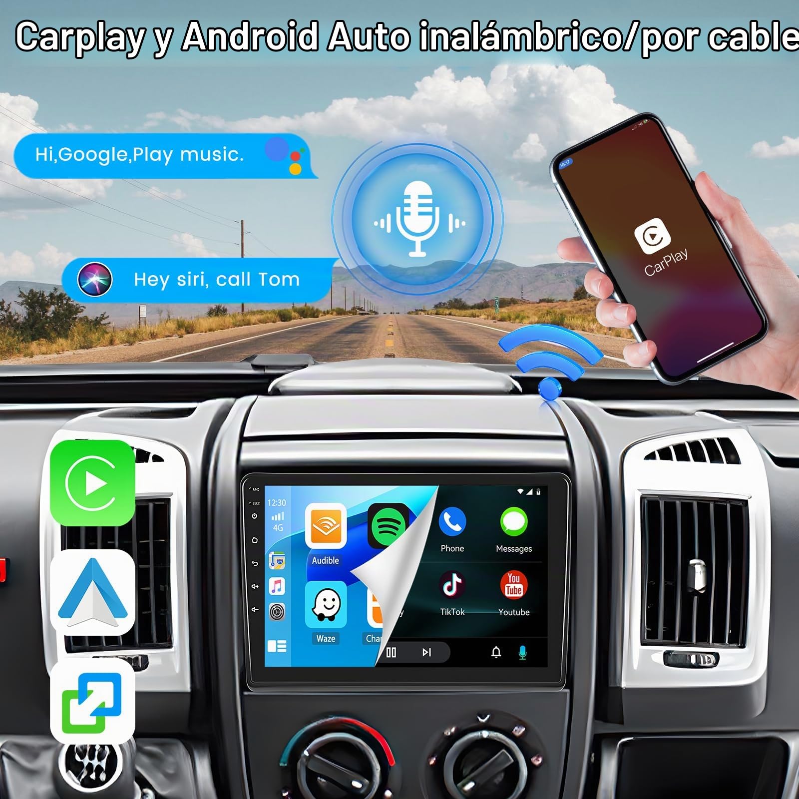 Inefala Radio Coche para Fiat DUCATO/Citroen Jumper 2/Peugeot Boxer 2 2011-2022, Android 15 2G+64G, Wireless Carplay & Android Auto, 9" Touchscreen Autoradio con GPS/WiFi/BT/RDS/FM Cámara Trasera Mic