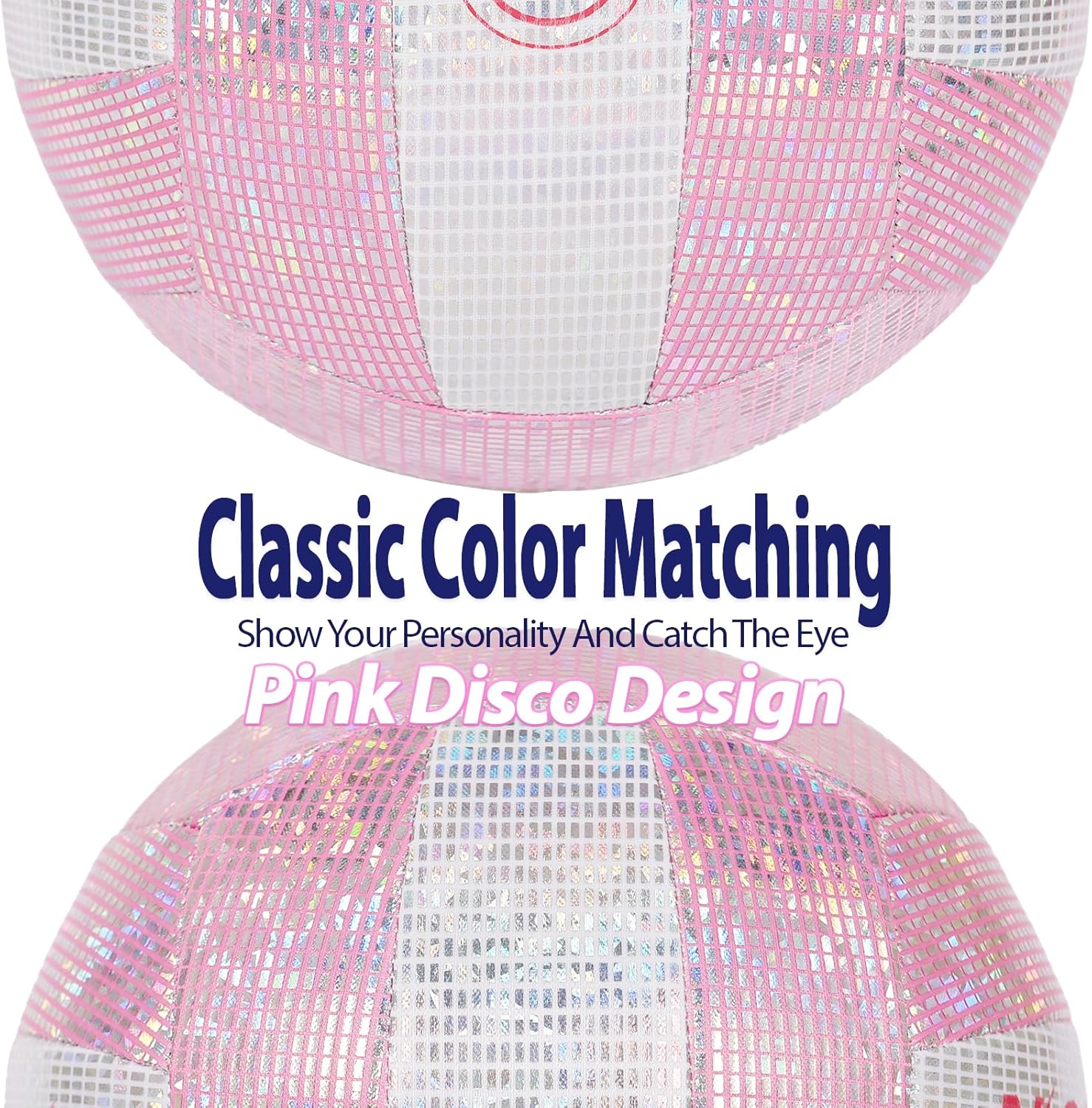 Soft Touch Volleyball, Official Size 5 – Thickened Durable Indoor Outdoor Waterproof Volleyball for Beach, Pool, Gym Training & Games, Neon Holographic Fabric Design, with Pump