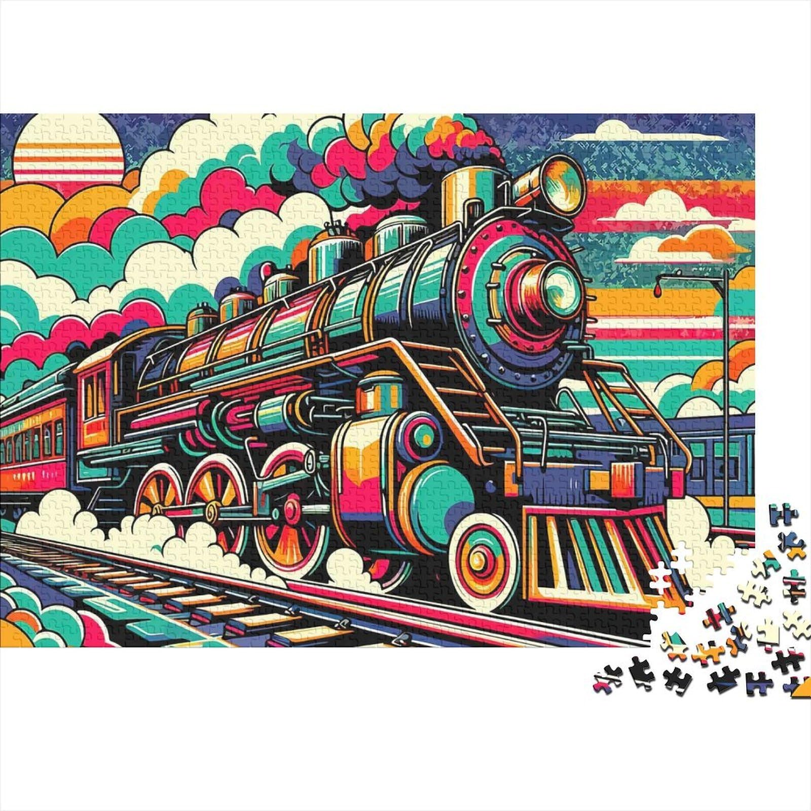 Retro Train paper thick 1000 piece jigsaw puzzle for adults relaxing decor educational steam locomotive puzzle wall art 52x38cm/1000pcs