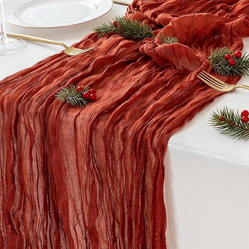 Vista 9 de Sioloc Paquete de 10 caminos de mesa de estopilla lila morado lavanda de 120 x 35 pulgadas, decoración de primavera y Pascua, gasa suave, decoración