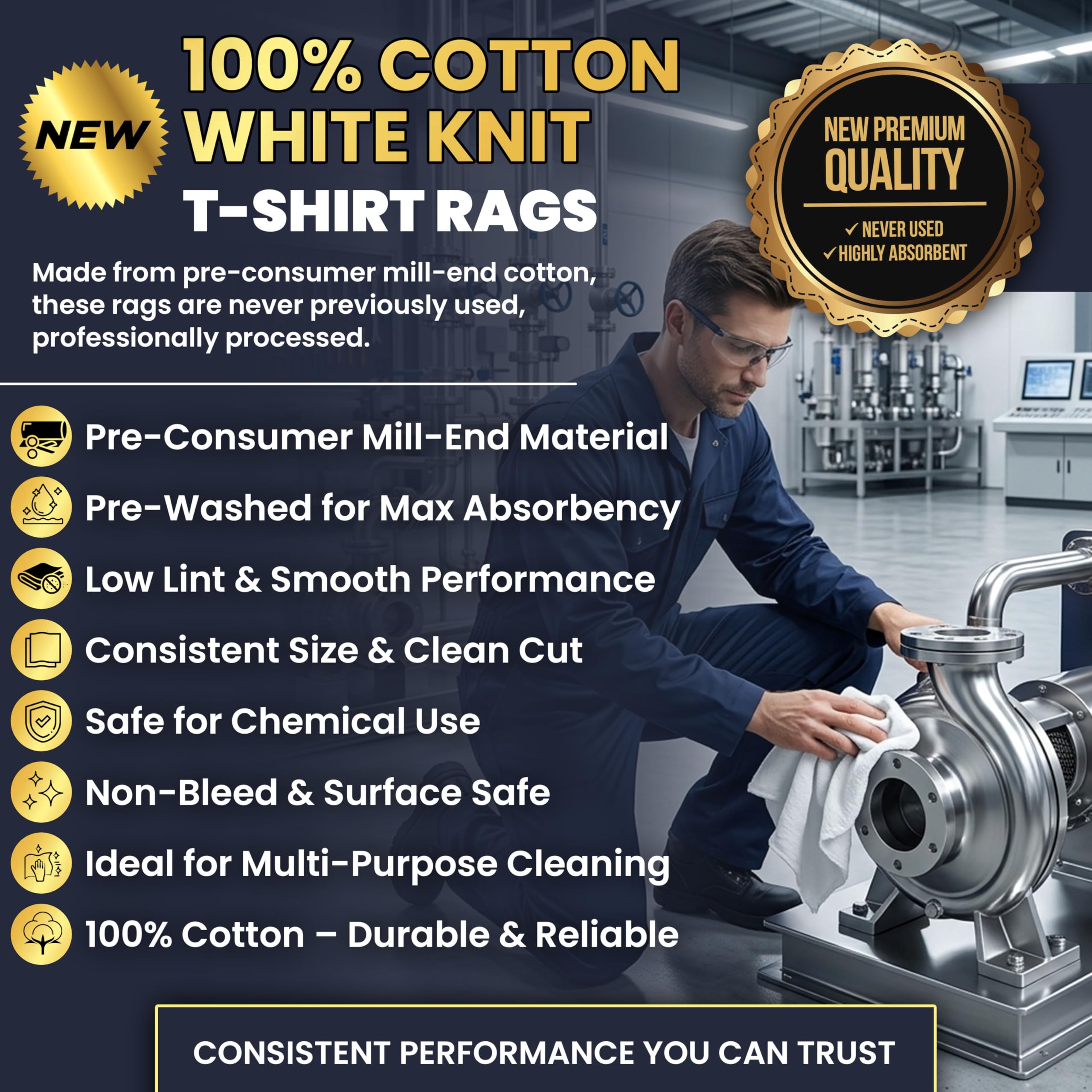 Trapos de limpieza de camisetas blancas de alta calidad, trapos de algodón blanco para limpieza, manchas, pintura, aceite, grasa y eliminación de polvo. Compra trapos a granel para uso