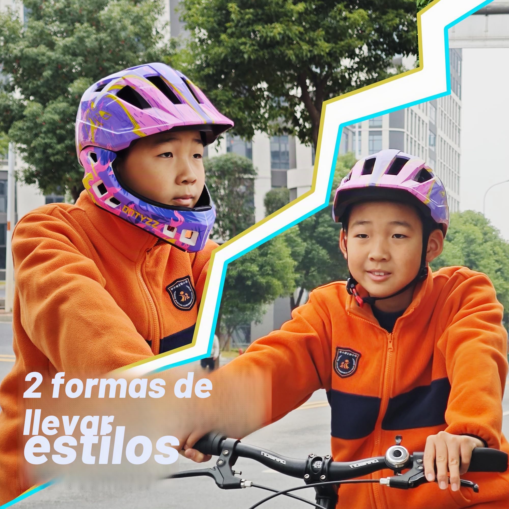 Casco Integral Niños Casco Bicicleta Niña Casco Bici con Mentonera Desmontable para MTB BMX Ciclismo Patines Scooter