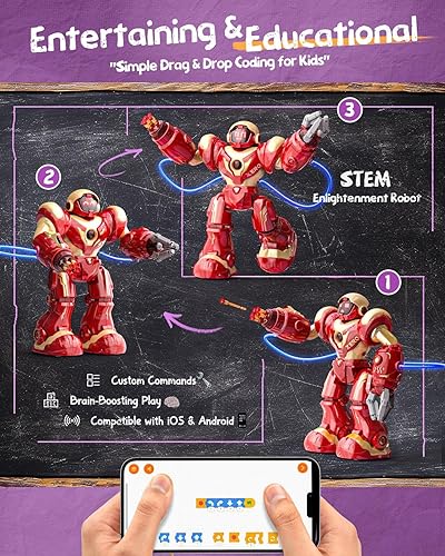 Miniatura 4 de Holyton 5088 Robots inteligentes para niños, robot RC programable STEM grande, con control de voz, control de aplicación, ojos LED, regalo ideal