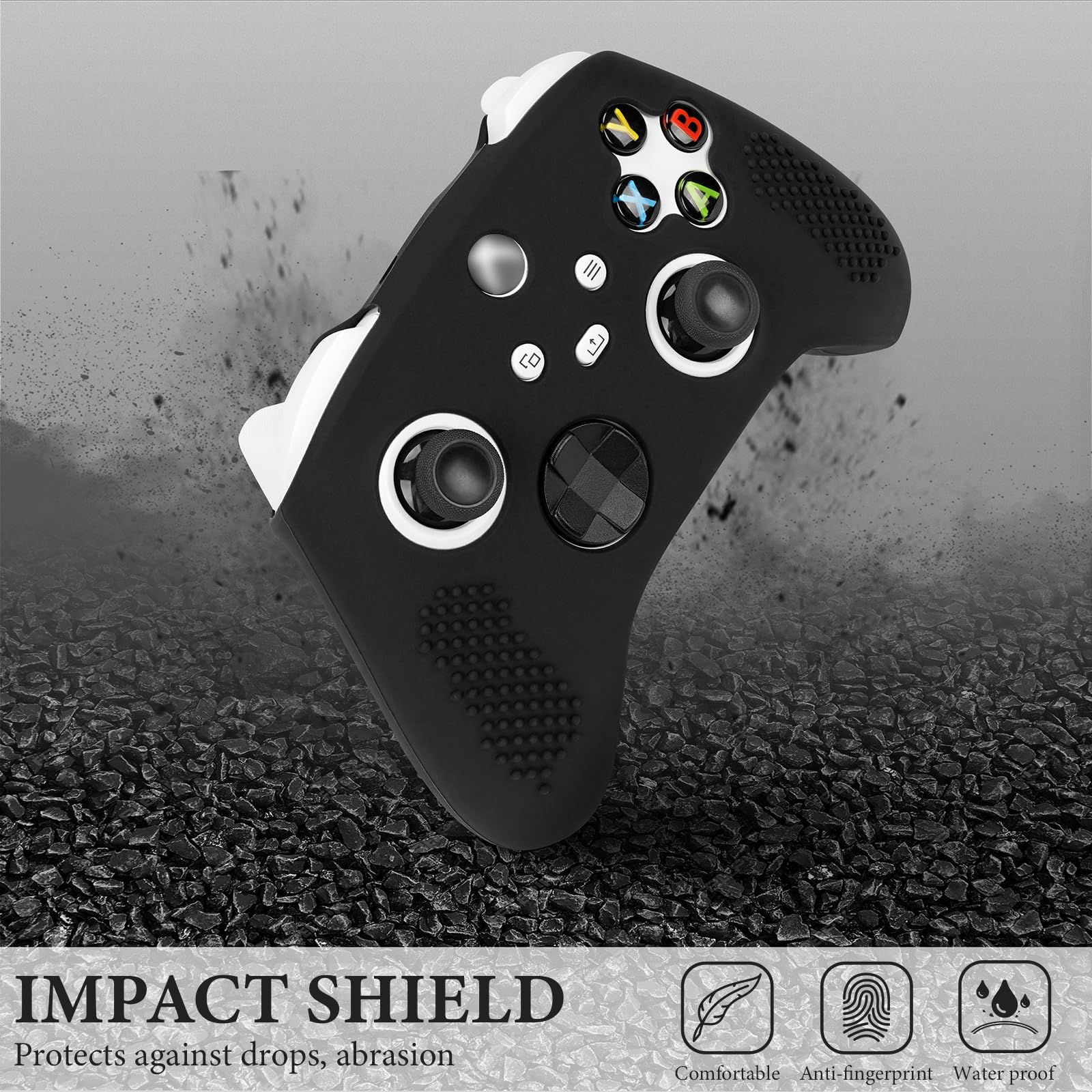 Geekria Funda de silicona compatible con mando Xbox Series X/S, funda protectora ergonómica suave antideslizante, funda de repuesto para accesorios para juegos (negro)