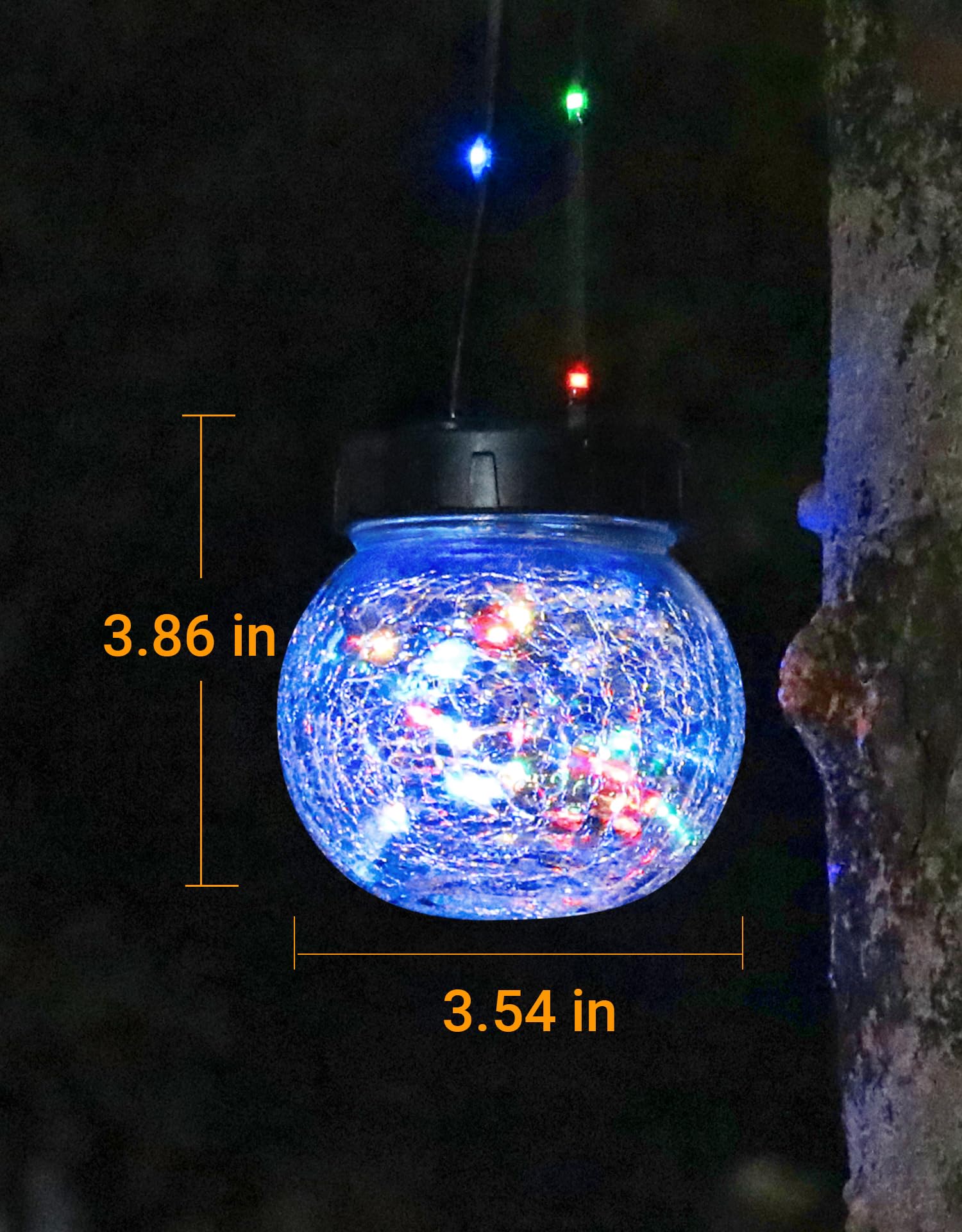 PARTPHONER Luces solares impermeables para exteriores, paquete de 12, farol colgante de vidrio agrietado para decoración de patio, decoración de Navidad, gancho de pastor, adornos de árbol de jardín